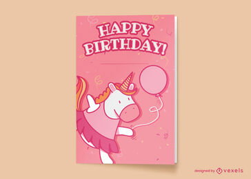 Unicorn birthday card to edit and download