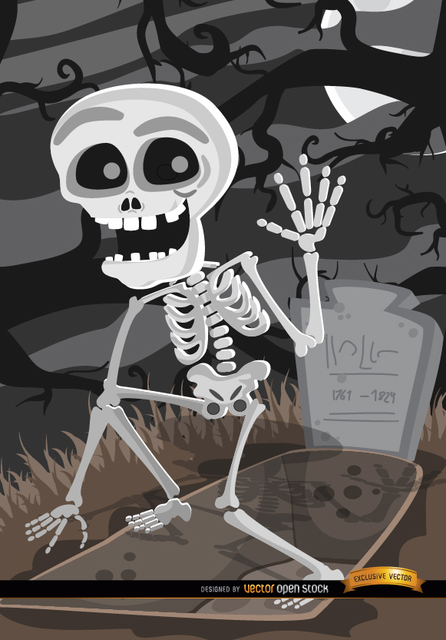 000a4670cfbf039f4fdc36613b3733f1-cartoon-skeleton-tomb-graveyard