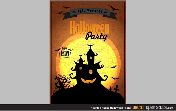 1275084e15dcdad5f934d632c41269d4-haunted-house-halloween-poster