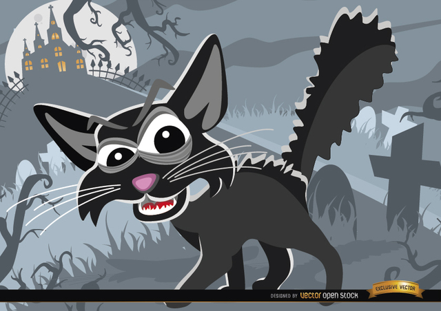 560d5dc0e90e6d4dcf8ab77107169830-creepy-cartoon-cat-on-graveyard-halloween-background