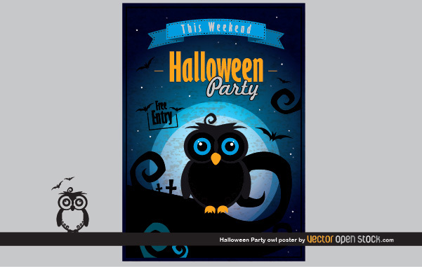 56991041c566e7fcf0f608478fe809e6-halloween-party-owl-poster