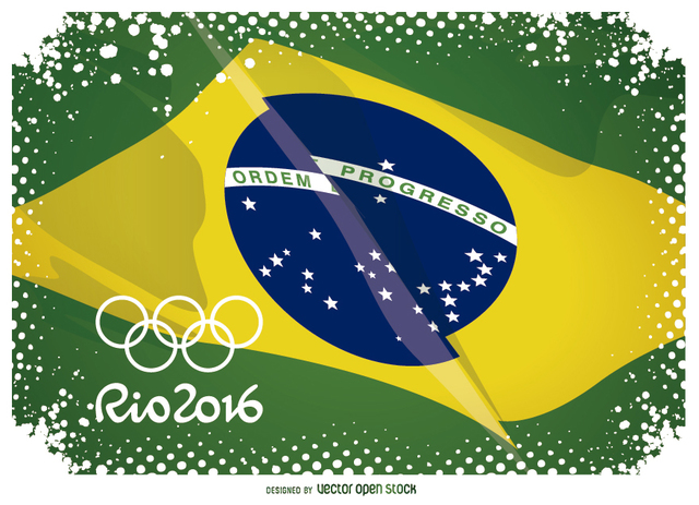 Rio 2016 over Brazil flag