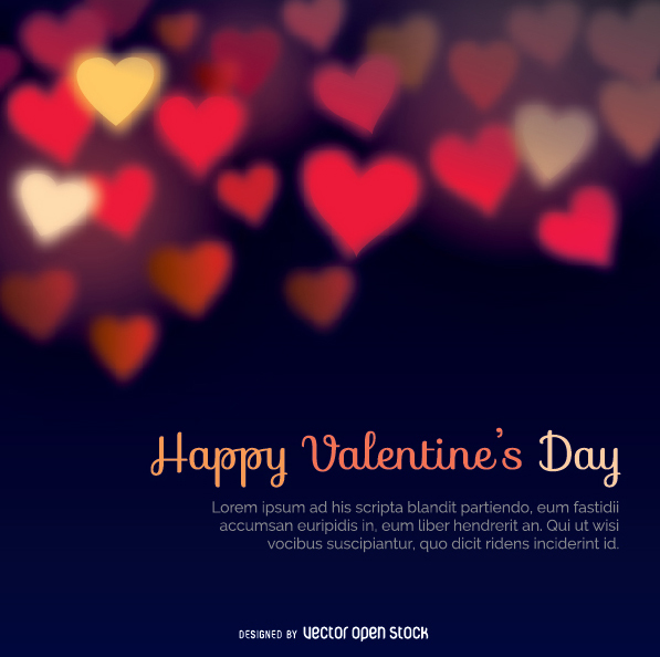 Bokeh hearts Valentine's Day card
