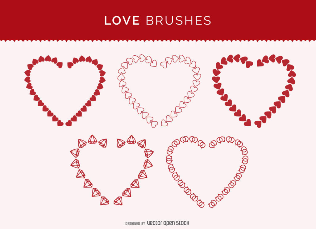 Set of heart brushes