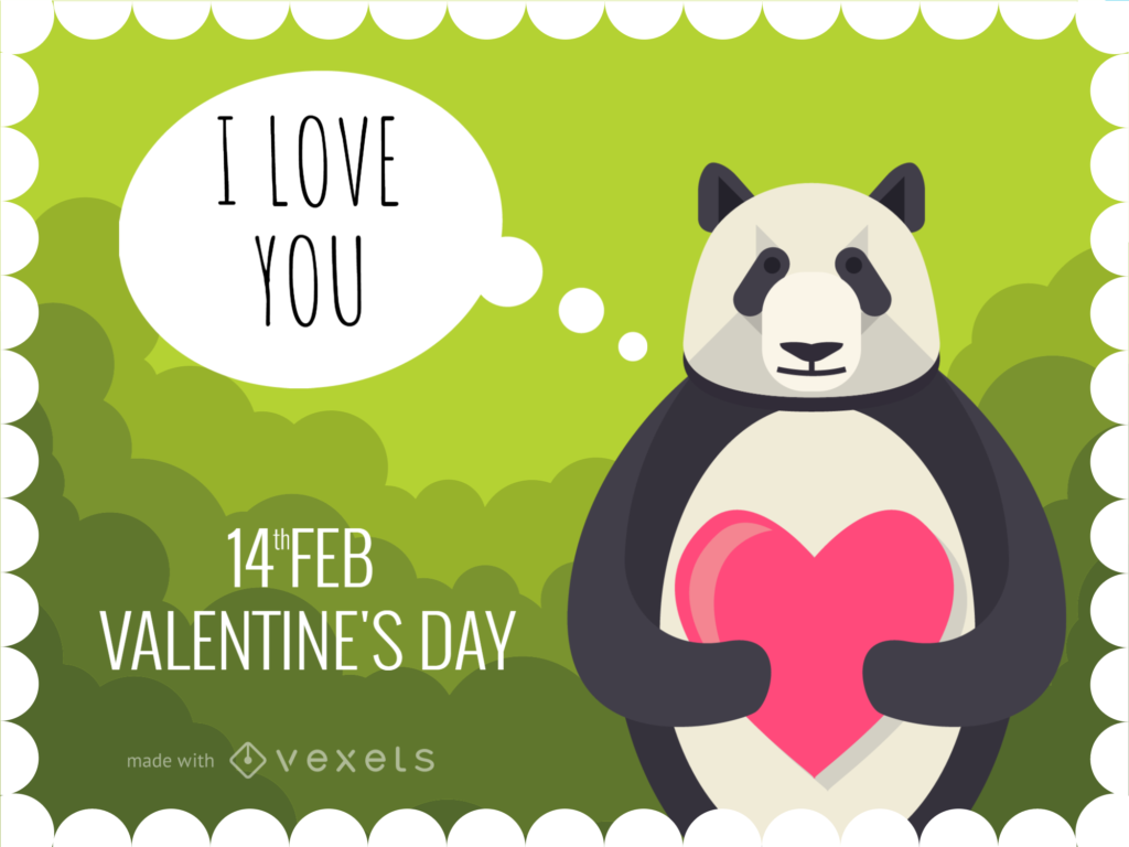 Valentine's Day card with cute animals