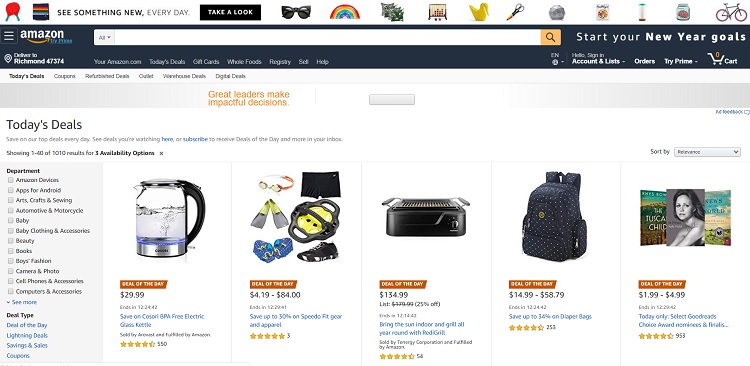 Amazon Website Layout