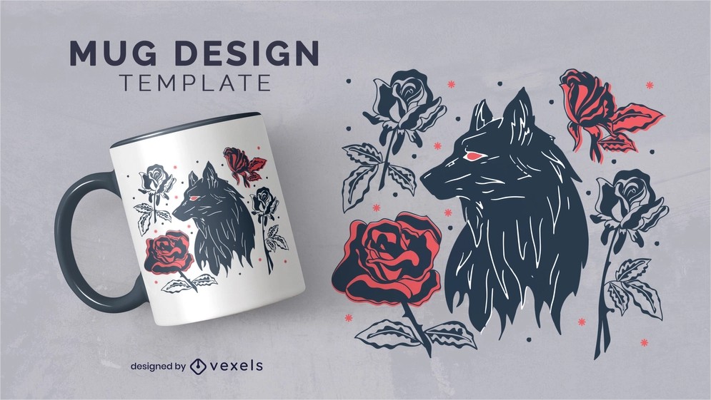 Wolf mug design
