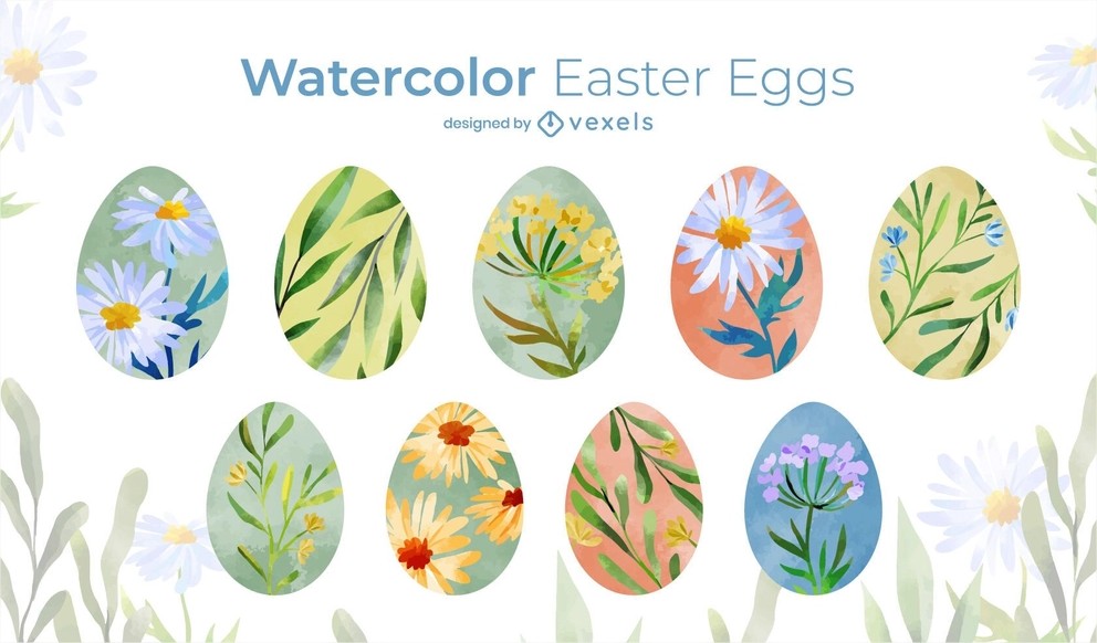 Watercolor style Easter eggs