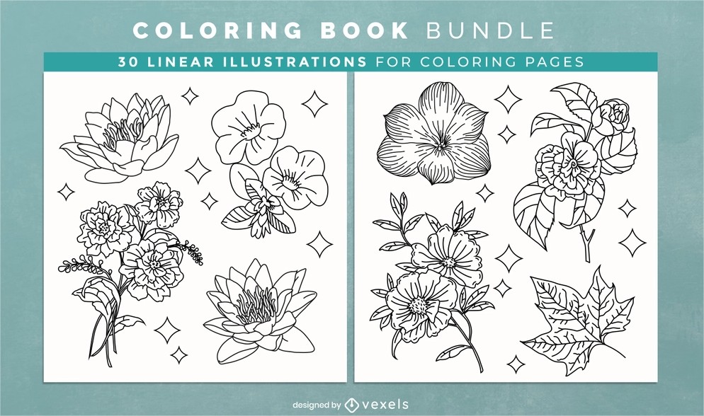 Coloring book flower designs