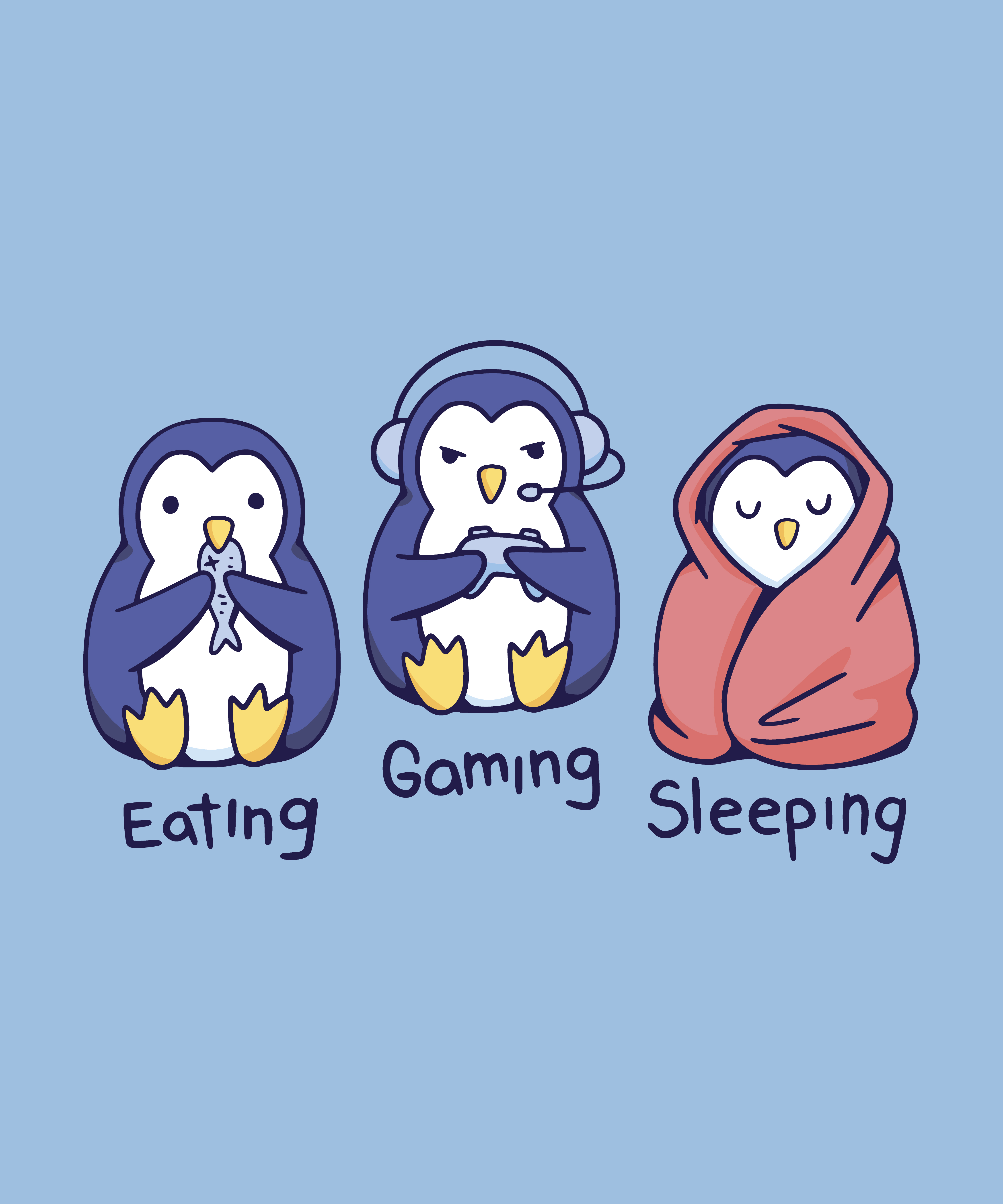 Gaming penguins poster design
