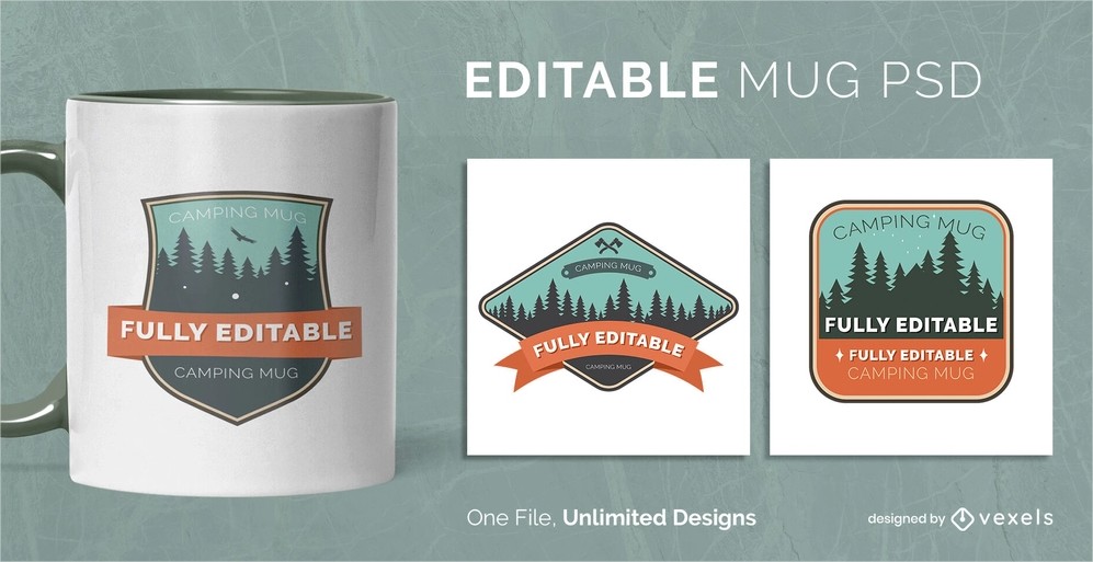 Camping editable mug design