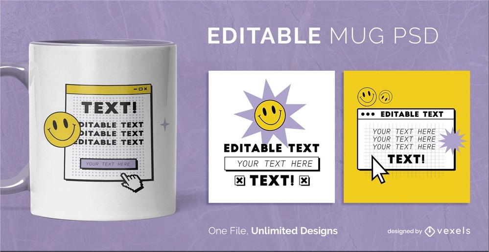 90s-style editable mug design