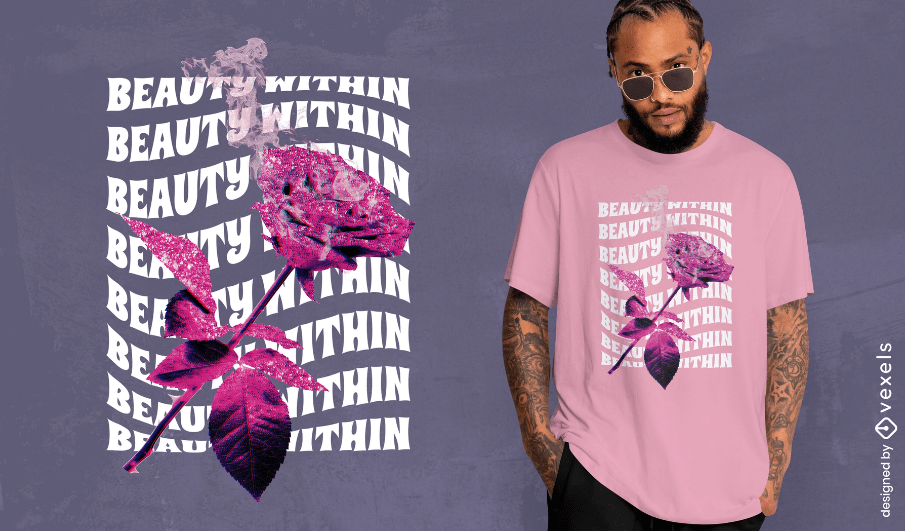 Pink repeated words rose t-shirt