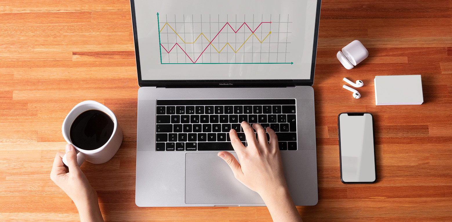 Computer on a table with KPIs