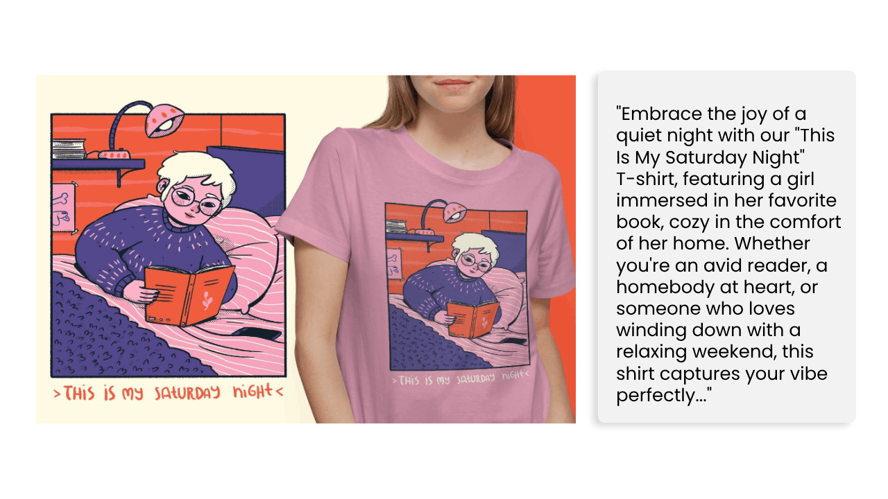 a shirt with a descriptive product description