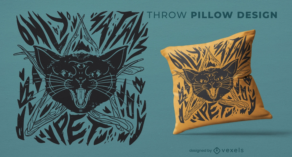 black cat pillow
