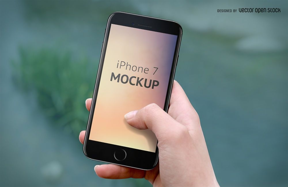Download iPhone 7 mockup on hand PSD - PSD Mockup download