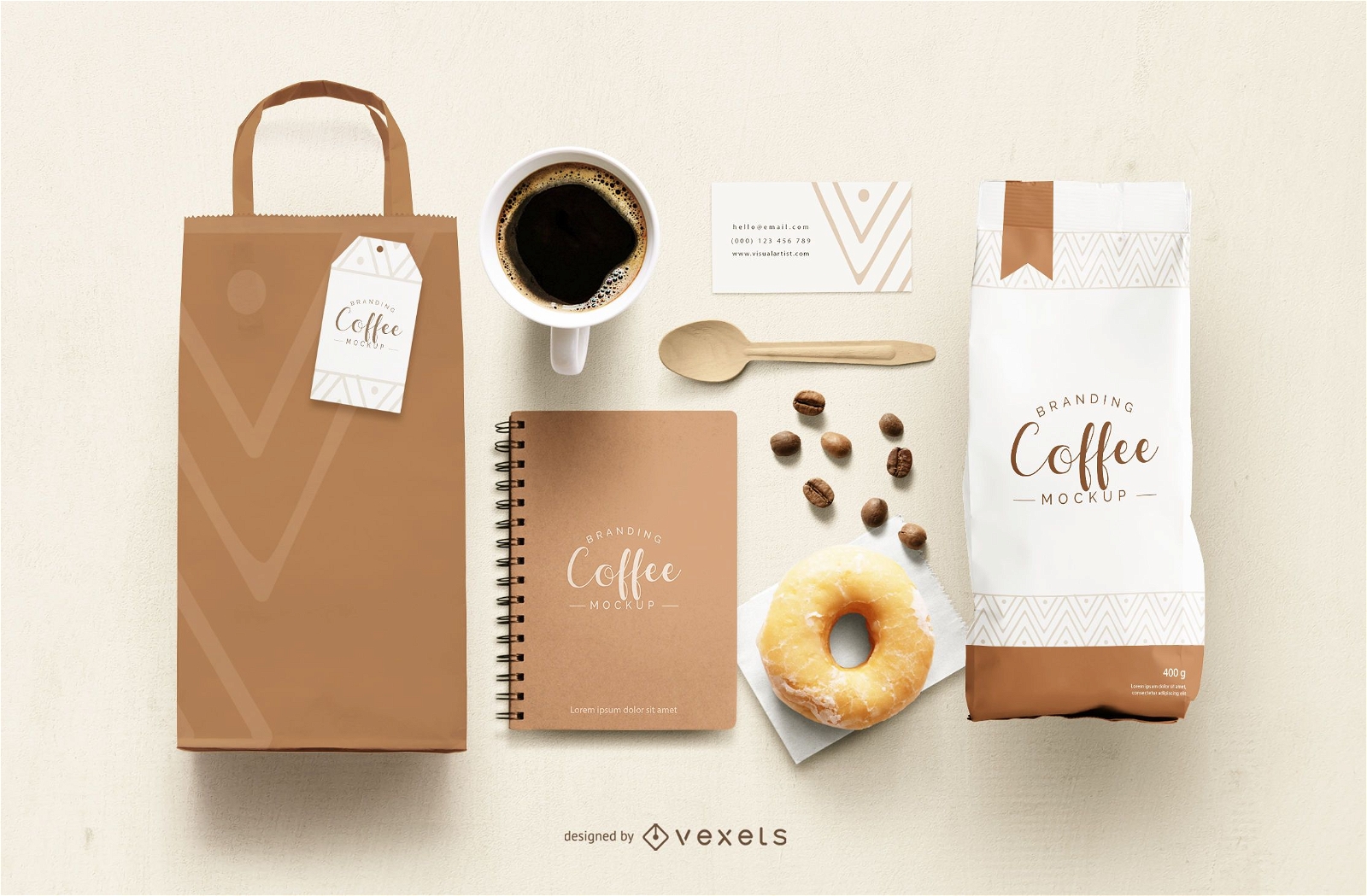 Coffee Branding Elements Mockup - PSD Mockup Download